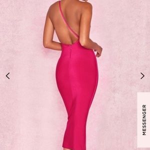 House of CB Sasha Hot Pink Midi Bandage Dress
